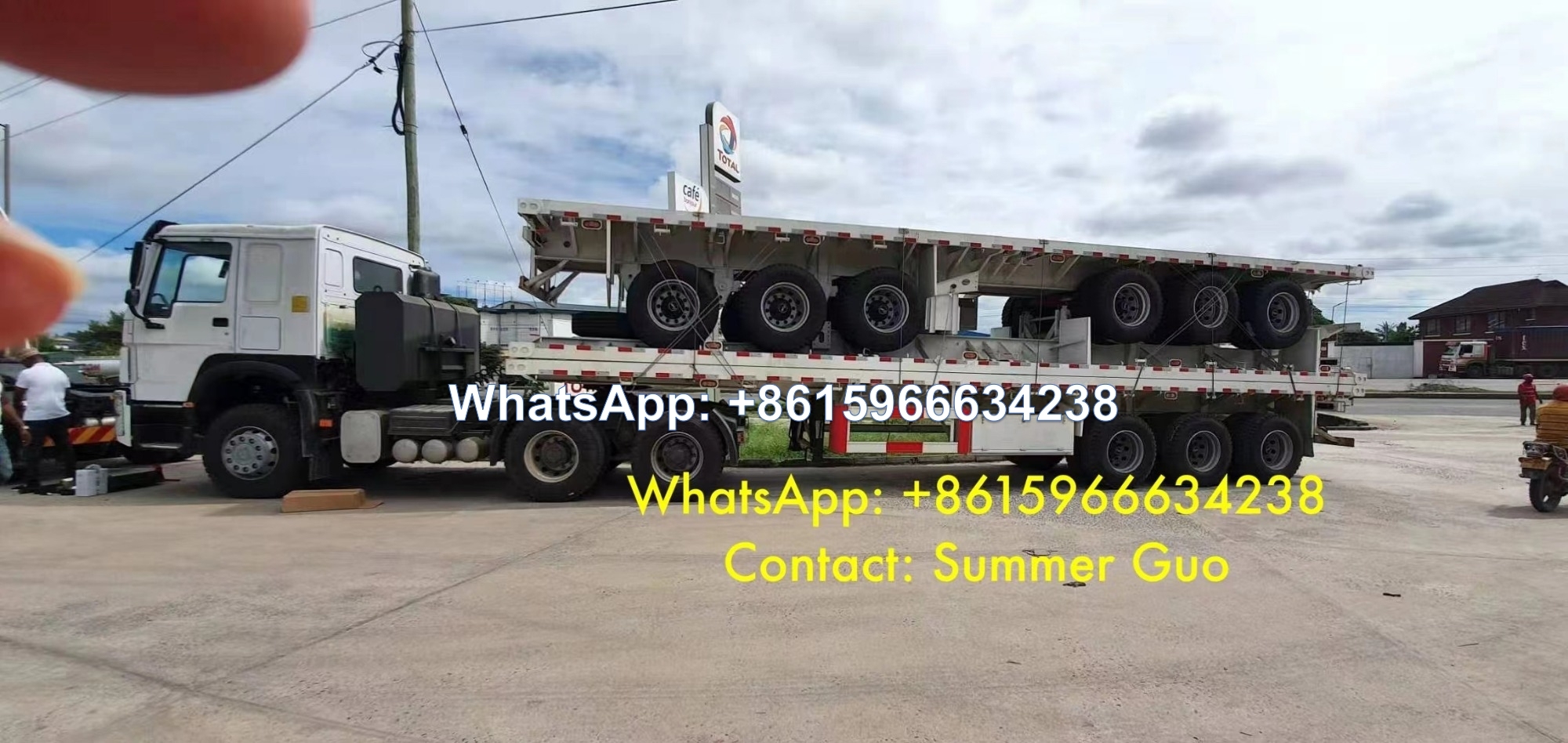 Sinotruk 3 axle Flatbed Trailers Container Semi Trailers sale