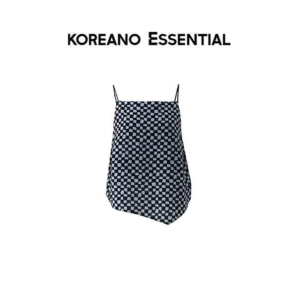 Blue, black and white check one neck halter