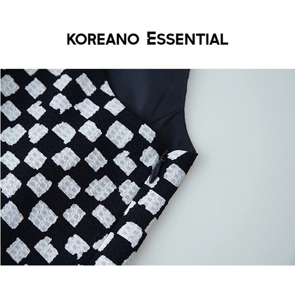 Blue, black and white check one neck halter