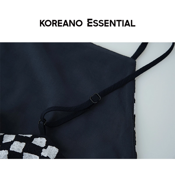 Blue, black and white check one neck halter