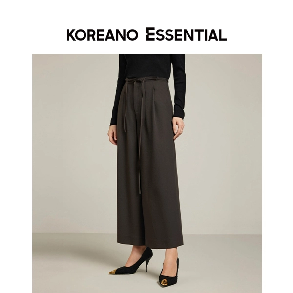 Elegant black draped wide-leg trousers