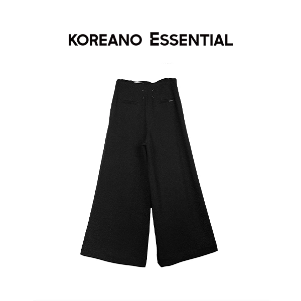 Elegant black draped wide-leg trousers