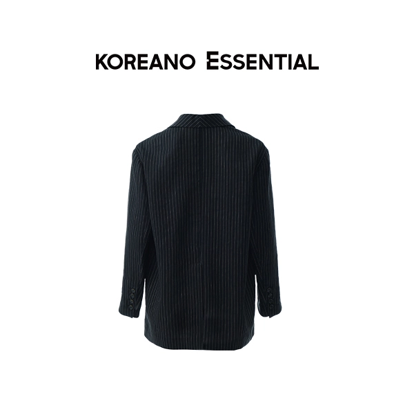 Black Camel Stripe Wide Shoulder Silhouette Suit