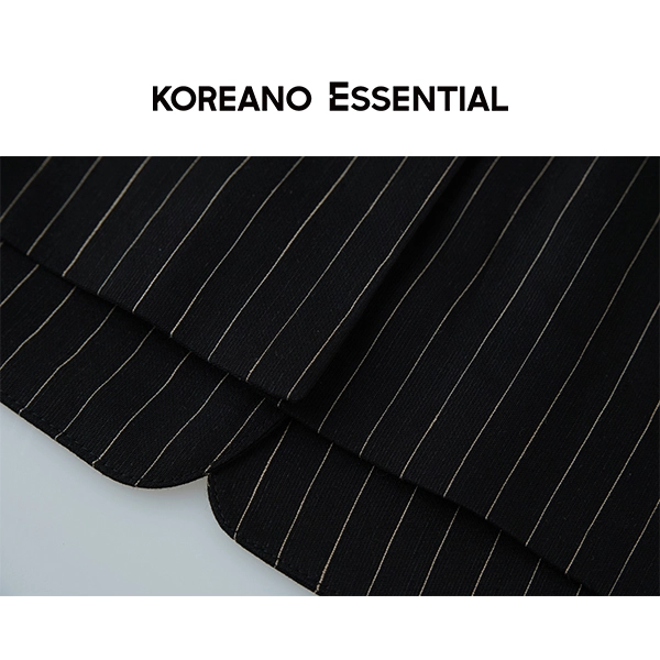 Black Camel Stripe Wide Shoulder Silhouette Suit