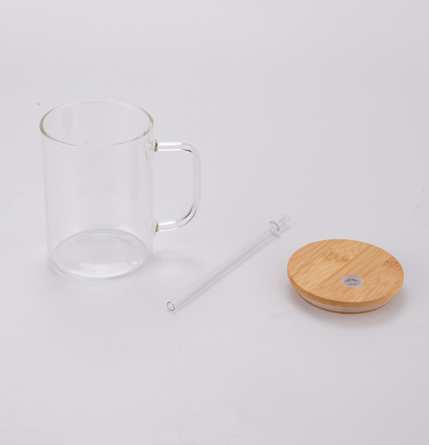 Zella 15oz Clear Snowglobe Frosted Sublimation Glass Cups With Bamboo Lids and Handles USA Warehouse