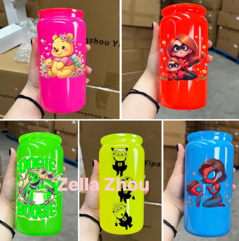 Zella 16oz mix colors neon glass cup US Warehouse