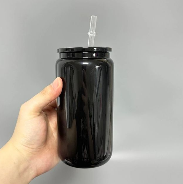 Zella 16oz Black Glass Cups USA Warehouse