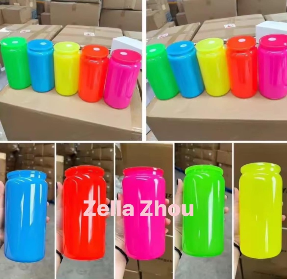 Zella 16oz mix colors neon glass cup US Warehouse