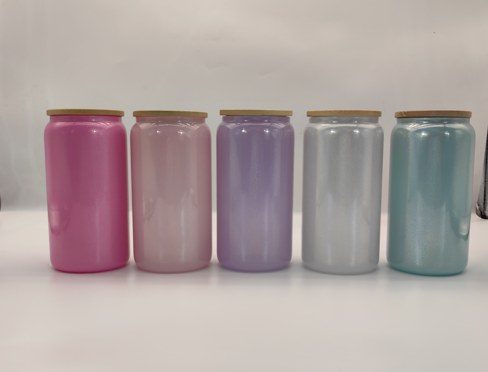 Zella 16oz Sublimation Glitter Glass Cups with Bamboo Lids USA Warehouse