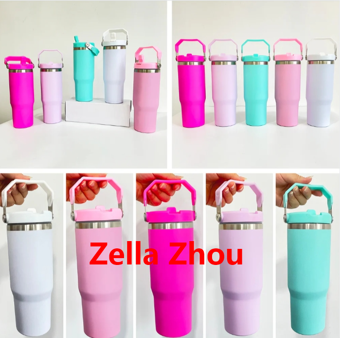 Zella 30oz Matte Macaron Colors Flip Straw Tumblers