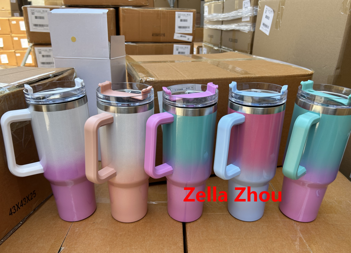 Zella 40oz mixed color gradient shimmer travel mugs