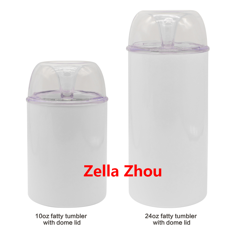 Zella 10oz/24oz white blank sublimation tumbler with designable dome lids and slide lids