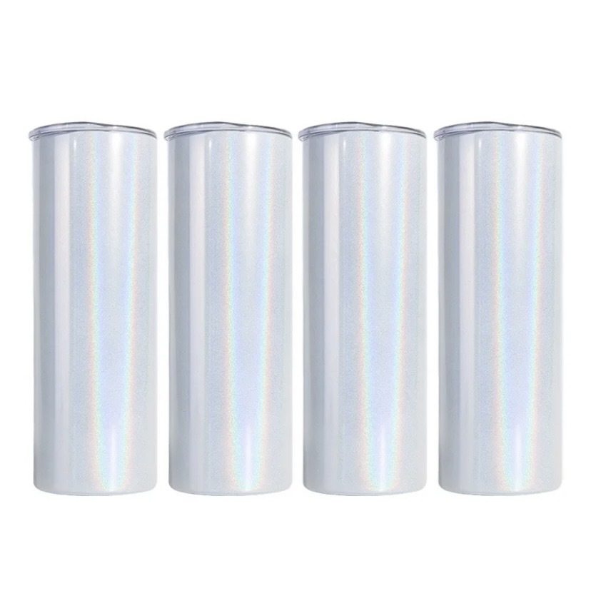 Zella 20oz White Glitter Shimmer Sublimation Tumblers USA Warehouse RTS