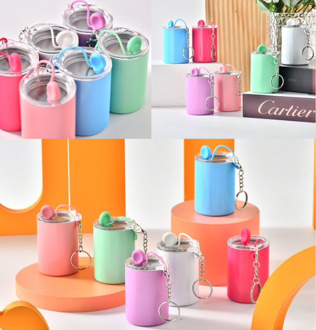 Zella New Hot 3OZ Sublimation Tumbler with Keychains and Metal Straws
