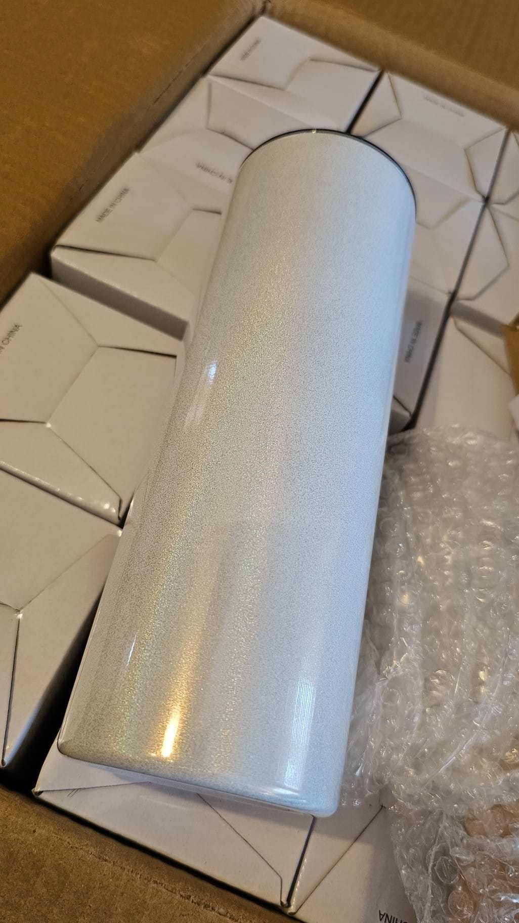 Zella 20oz White Glitter Shimmer Sublimation Tumblers USA Warehouse RTS