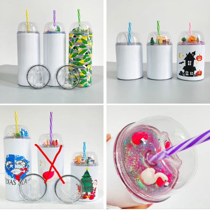 Zella 10oz/24oz white blank sublimation tumbler with designable dome lids and slide lids