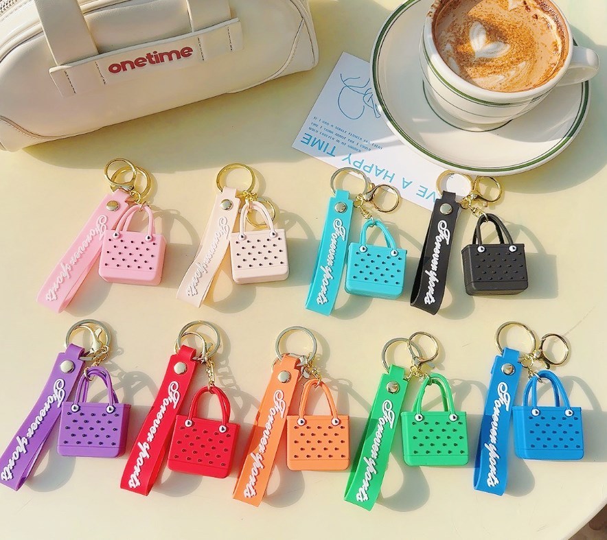 Zella Hot Sales 9 colors Custom EVA Cartoon Bag Cute Car Accessories Rubber Key Chains