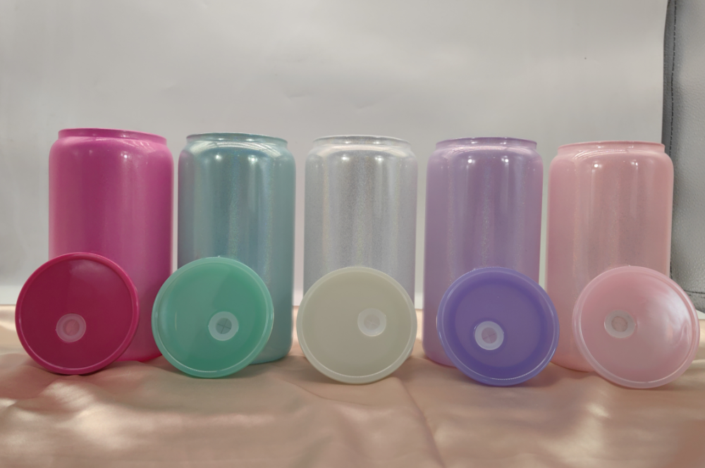 Zella 16oz Sublimation Glitter Glass Cups with PP Lids USA Warehouse