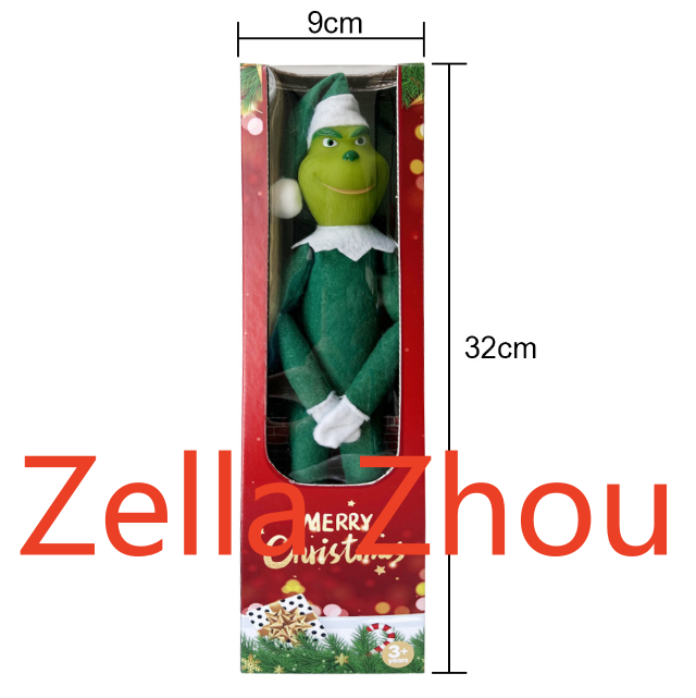 Zella CHINESE WAREHOUSE 30cm Pvc Grinch Elf Doll