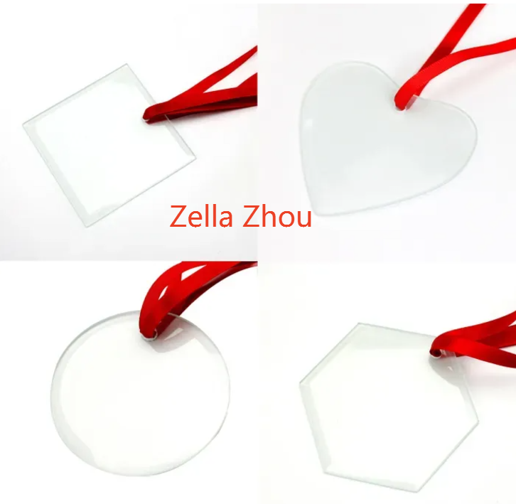 Zella China warehouse sublimation Christmas glass ornaments
