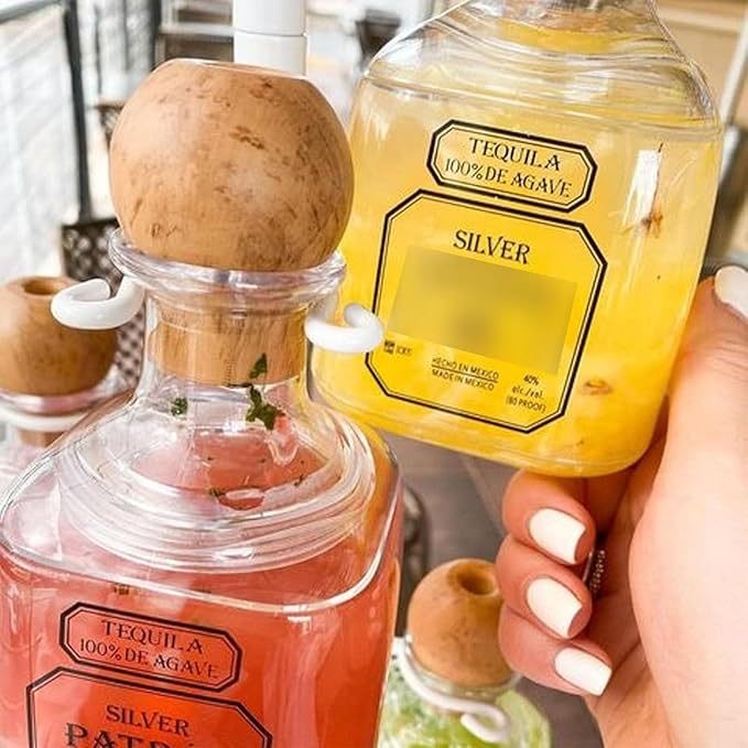 Zella 375ml Mini Tequila Bottles Reusable Cup with Wooden Stopper
