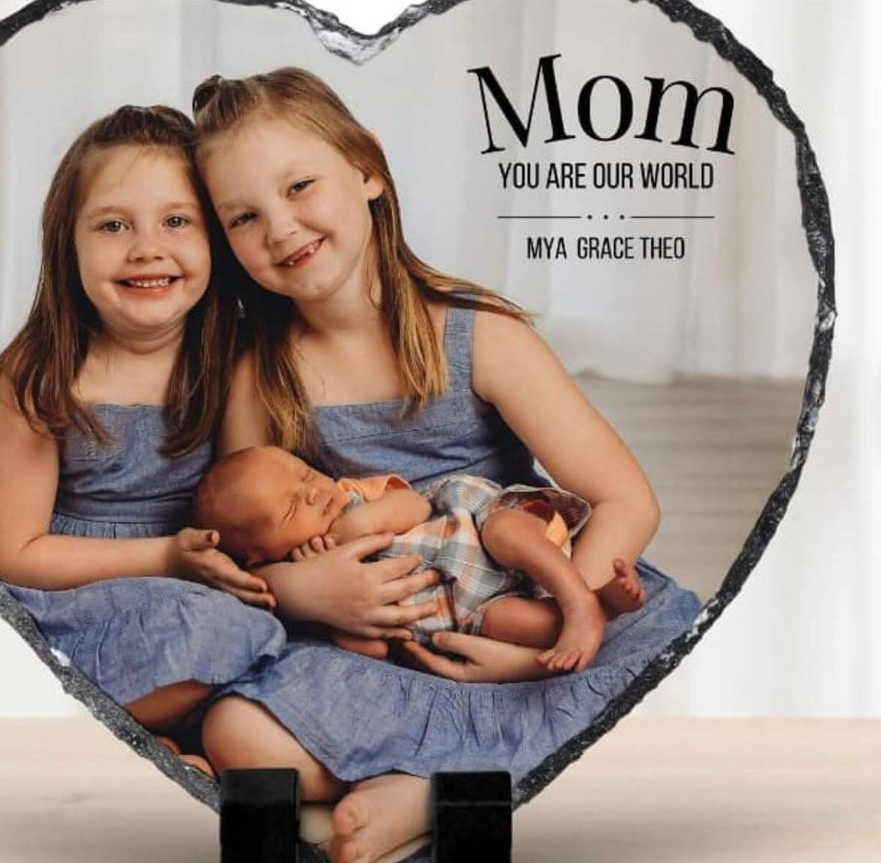Zella 8inch heart shape rock photo slate for sublimation