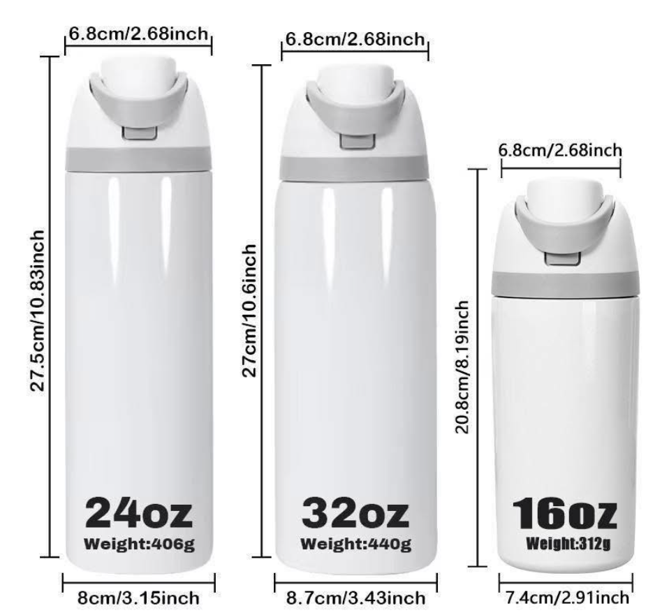 Zella 16oz/24oz/32oz sublimation water bottle FreeSip Insulated Stainless Steel Water Bottle with Straw