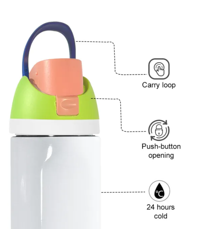 Zella 16oz/24oz/32oz sublimation water bottle FreeSip Insulated Stainless Steel Water Bottle with Straw