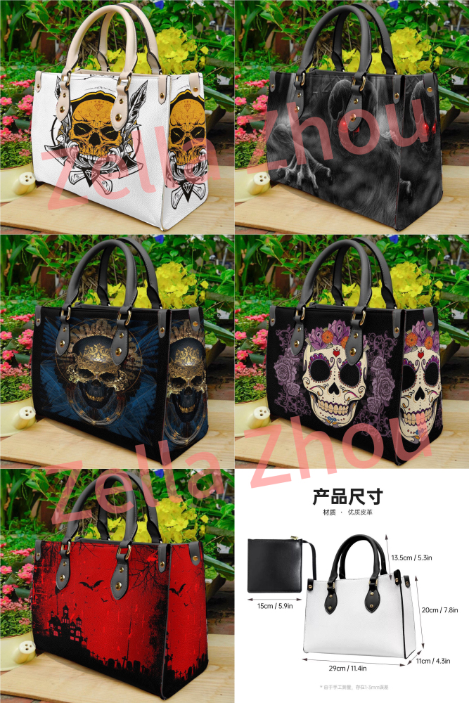 Zella Tote Bag skeleton cosmetic bag for Halloween