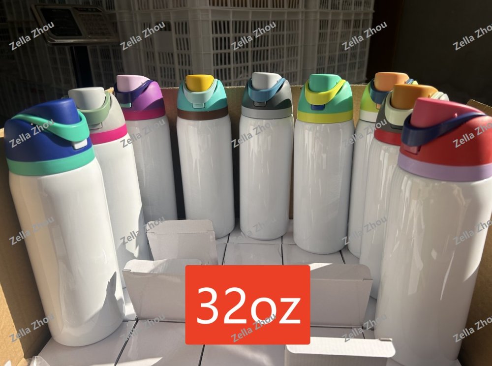 Zella 16oz/24oz/32oz sublimation water bottle FreeSip Insulated Stainless Steel Water Bottle with Straw