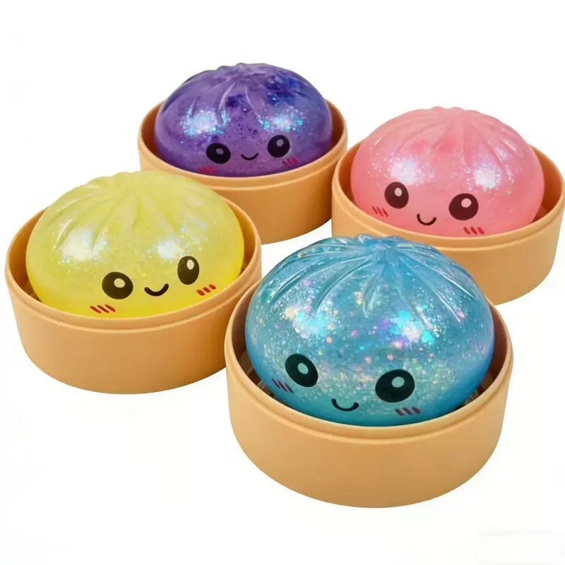 Zella Soft Squeeze Decompression Dumpling Squishy Toys with Steamer