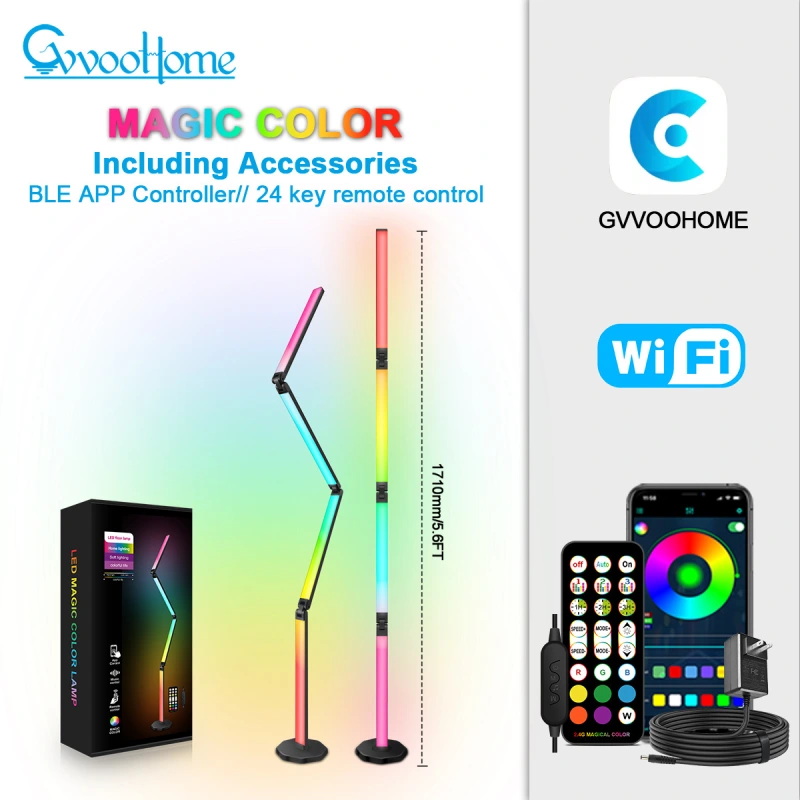 Foldable RGBW Floor Lamp for decoration and amusement