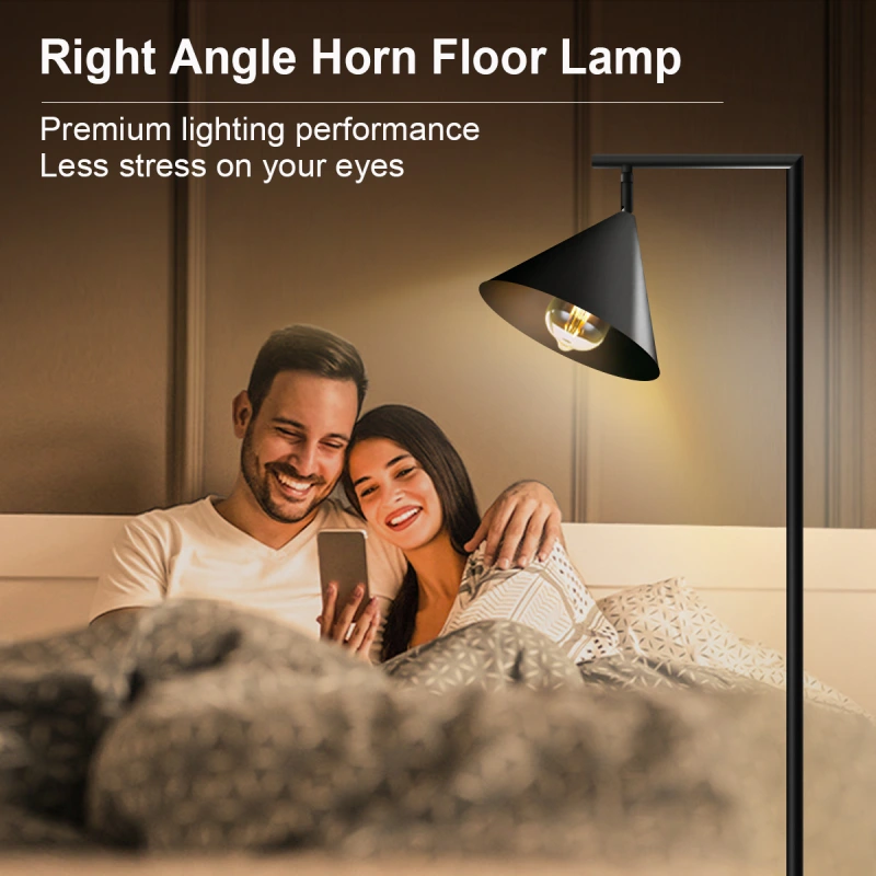 Right Angle horn floor lamp near sofa for reading