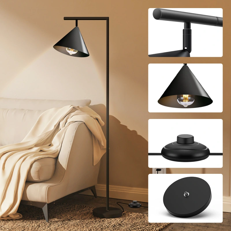 Right Angle horn floor lamp near sofa for reading