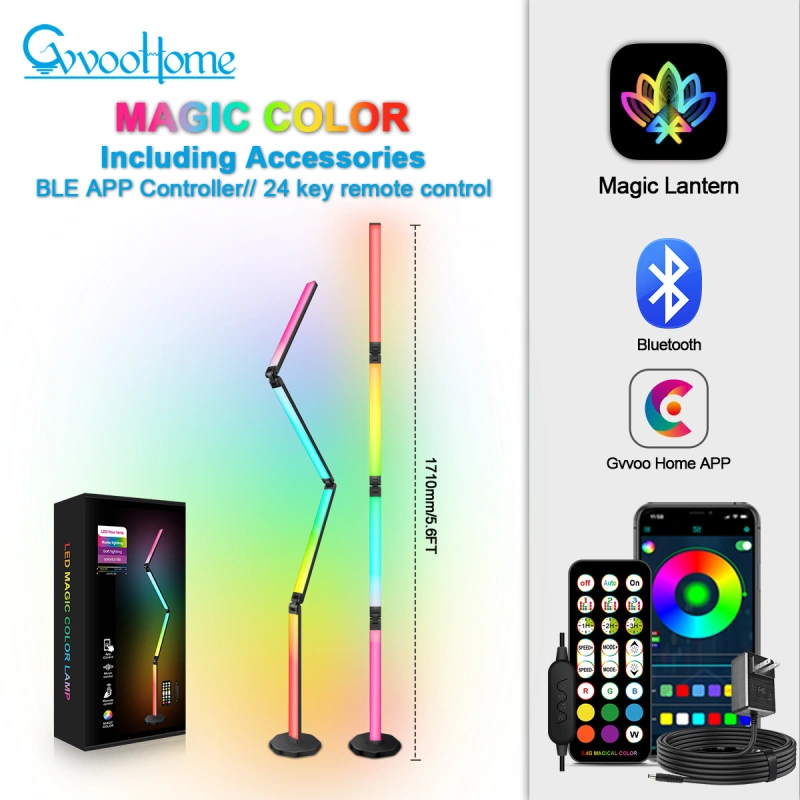 Foldable RGBW Floor Lamp for decoration and amusement