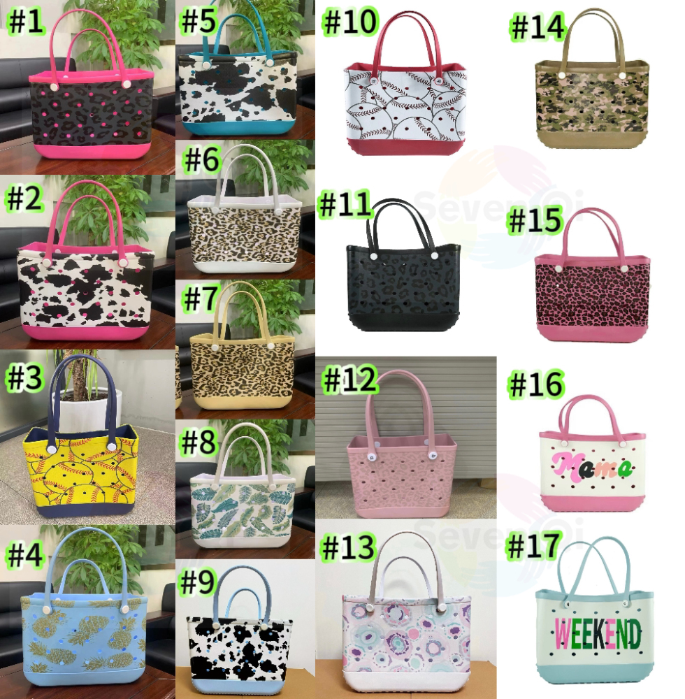 Rubber Shoudler Tote Beach Bag with print