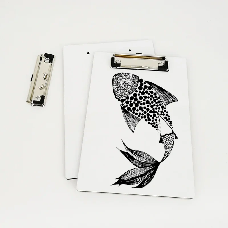 A4 A5 white MDF Hard Board Single sided 3mm or 5mm thickness Sublimation Blank Clipboards with Flat Clip For Heat Press Printing