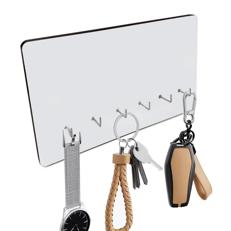 Customized Wooden Door Hanger Sublimation Blank MDF Key Holder Clothes Keychain Hanging with 6 Hooks