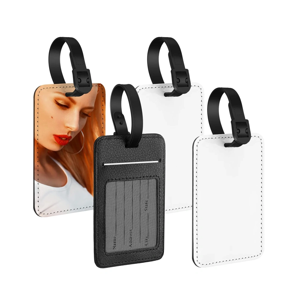 White Heat Transfer PU Leather Rectangle Sublimation Luggage Tags