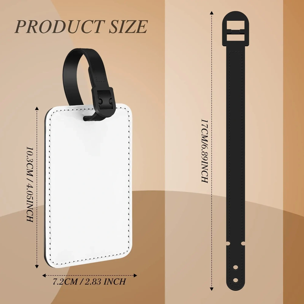 White Heat Transfer PU Leather Rectangle Sublimation Luggage Tags