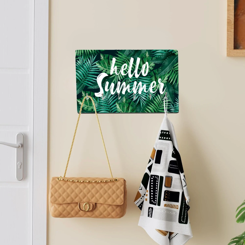Customized Wooden Door Hanger Sublimation Blank MDF Key Holder Clothes Keychain Hanging with 6 Hooks