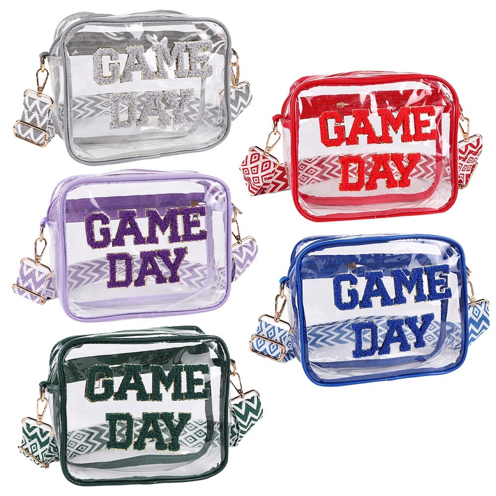 Game Day Patches PVC Clear Bag Football Sports Theme