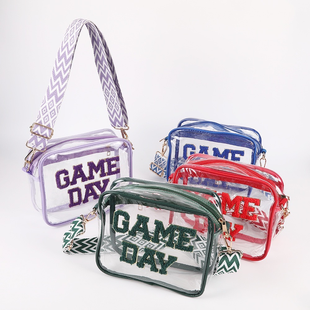 Game Day Patches PVC Clear Bag Football Sports Theme