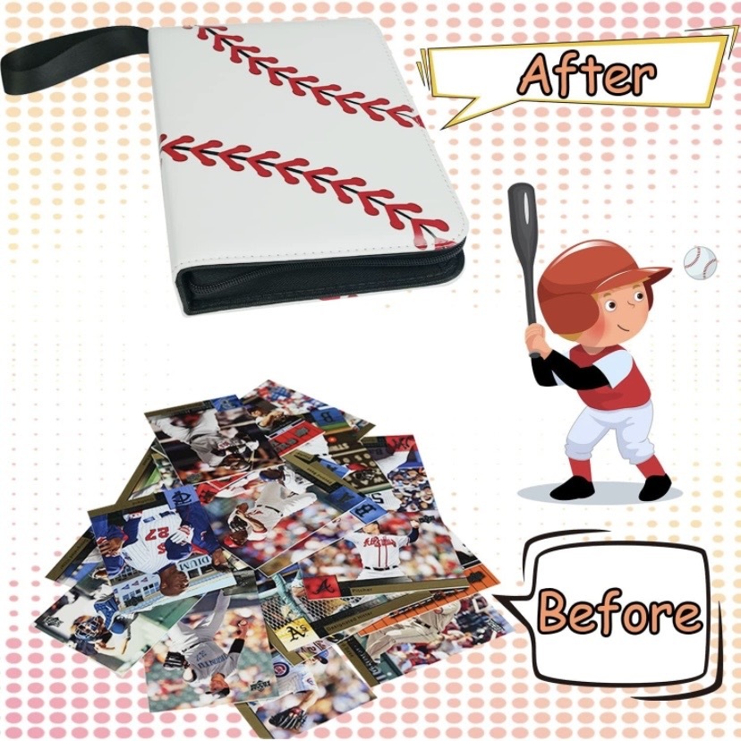 Removable Custom PU Leather Trading Card Binder For Baseball Basketball Football Game Card Holder with Sleeves