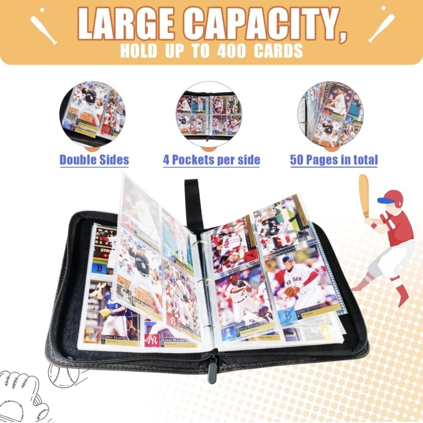 Removable Custom PU Leather Trading Card Binder For Baseball Basketball Football Game Card Holder with Sleeves