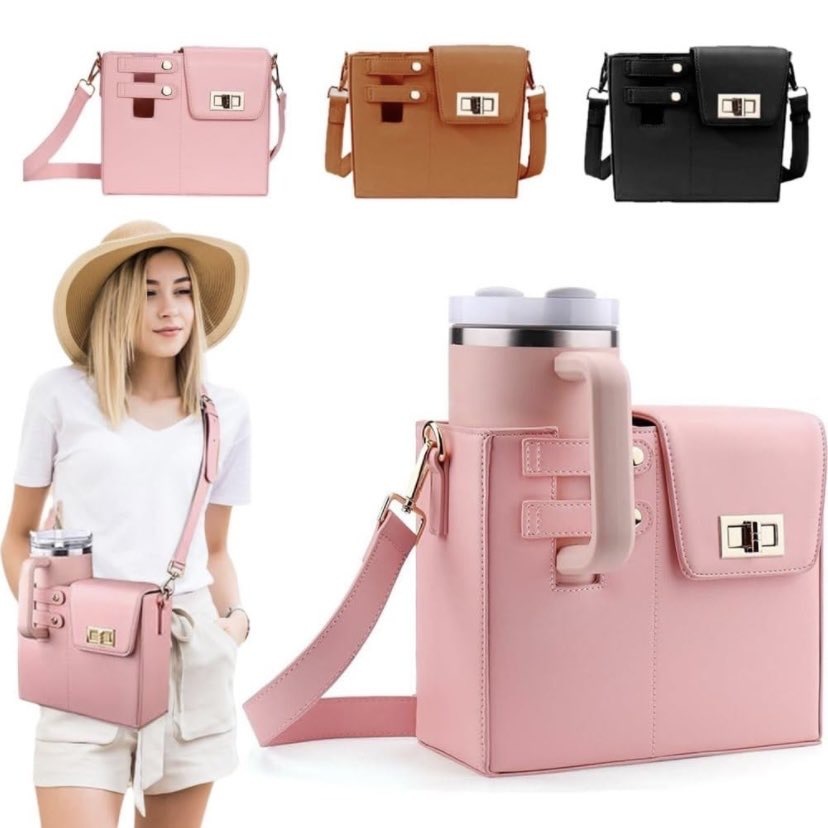 2024 New Water Bottle Carrier with Adjustable Shoulder Strap Outdoor Portable Crossbody Water Cup Storage Bag