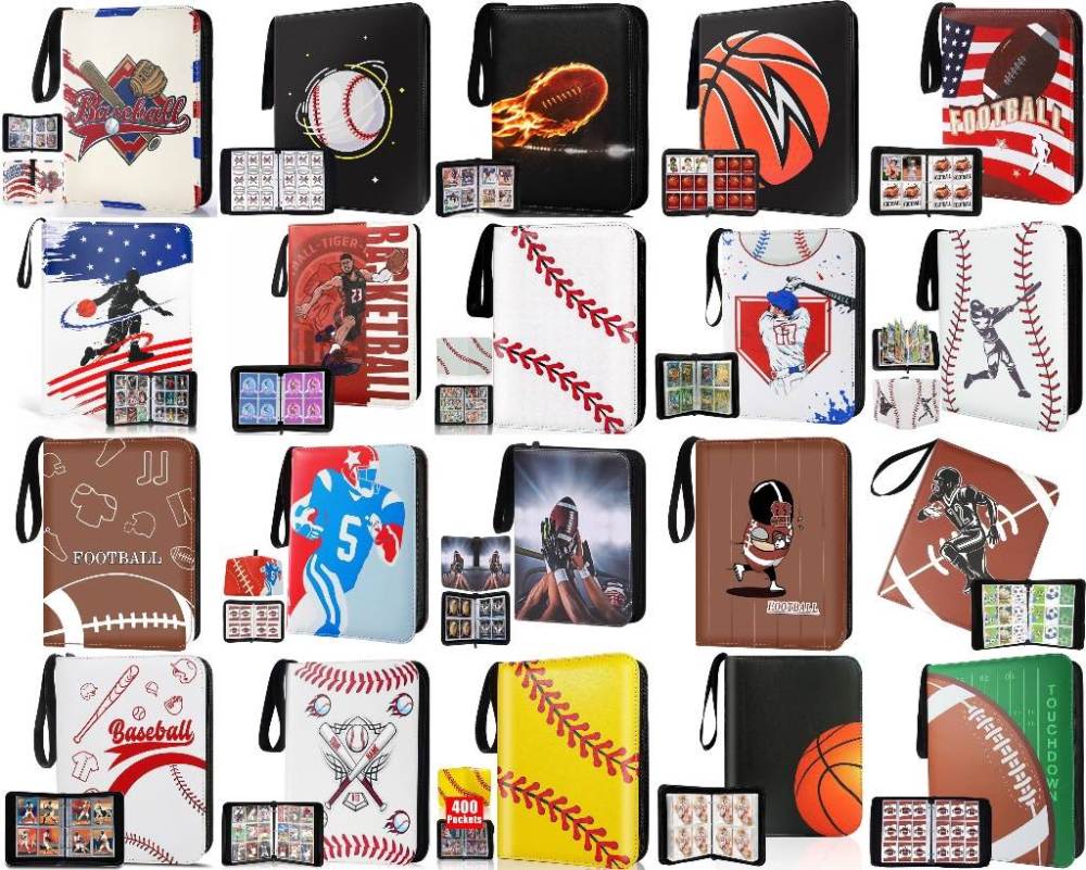 Removable Custom PU Leather Trading Card Binder For Baseball Basketball Football Game Card Holder with Sleeves