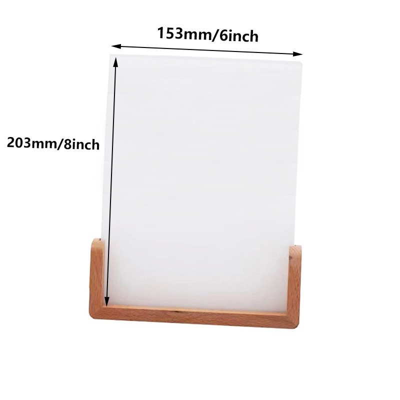 Sublimation Acrylic Photo Frames Blanks LED Night Lights Picture Frames with Warm Color Light Wood Base  Stand