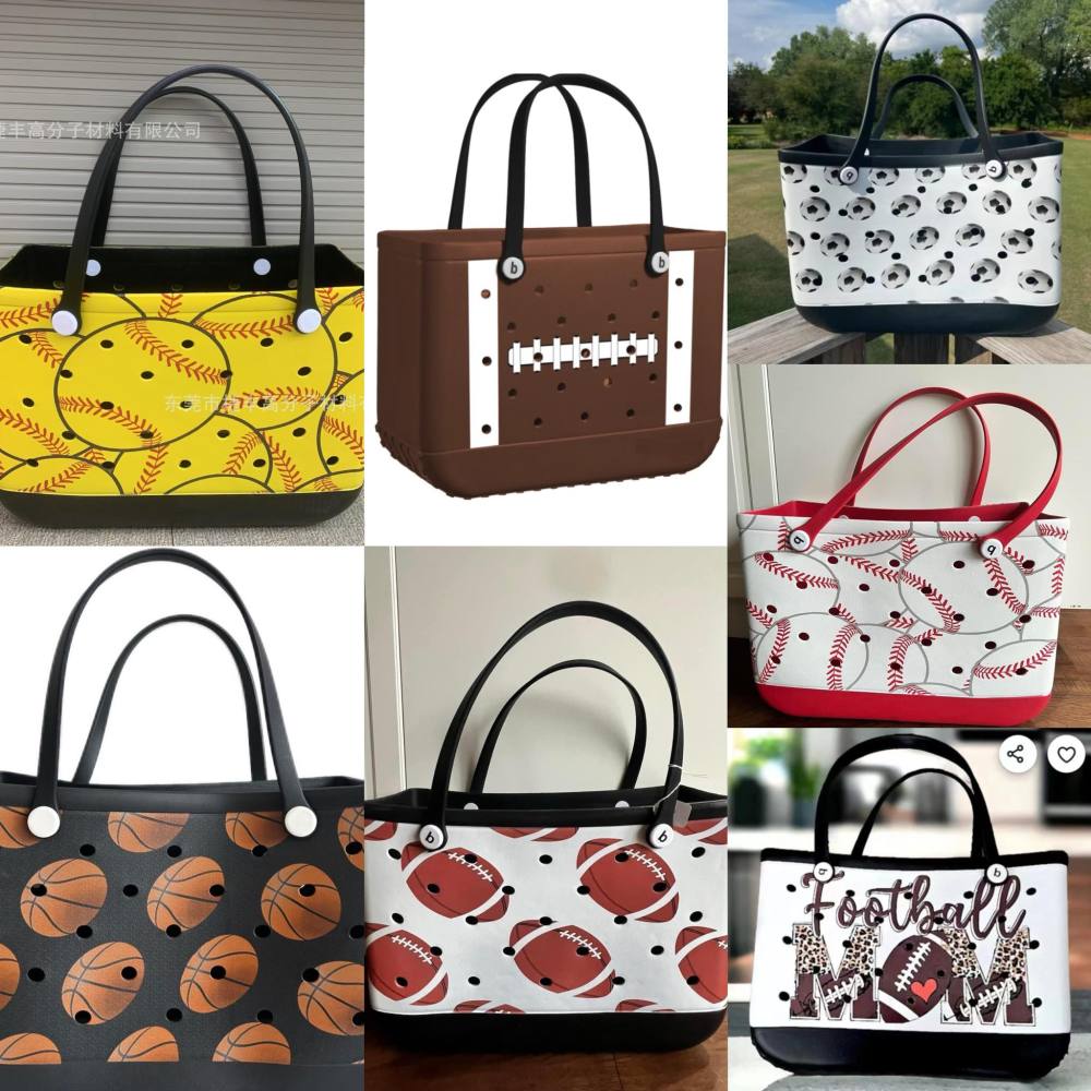 Rubber Shoudler Tote Beach Bag with print