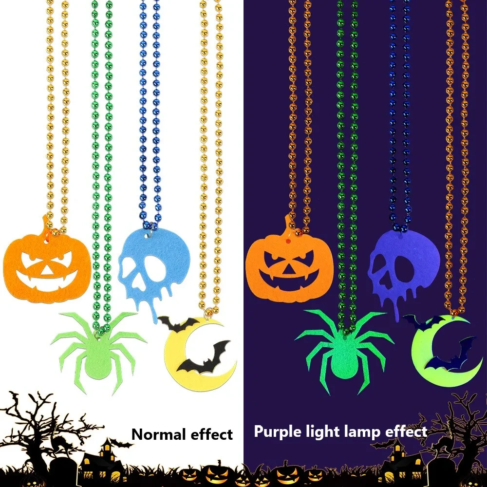 Hot Selling New Halloween Fluorescent Decorations Necklace Ghost Party Horror Atmosphere Photo Props Pumpkin Pendant Accessories